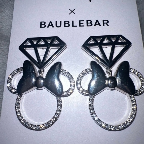 BaubleBar Jewelry - BaubleBar Minnie Silver with rhinestones and Bow Earrings